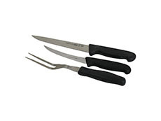ARY Black Handle Carving Set &ndash; Carver Knife, Boning Knife & Fork