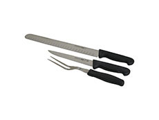ARY Black Handle Carving Set Slicer Boning Knife Fork