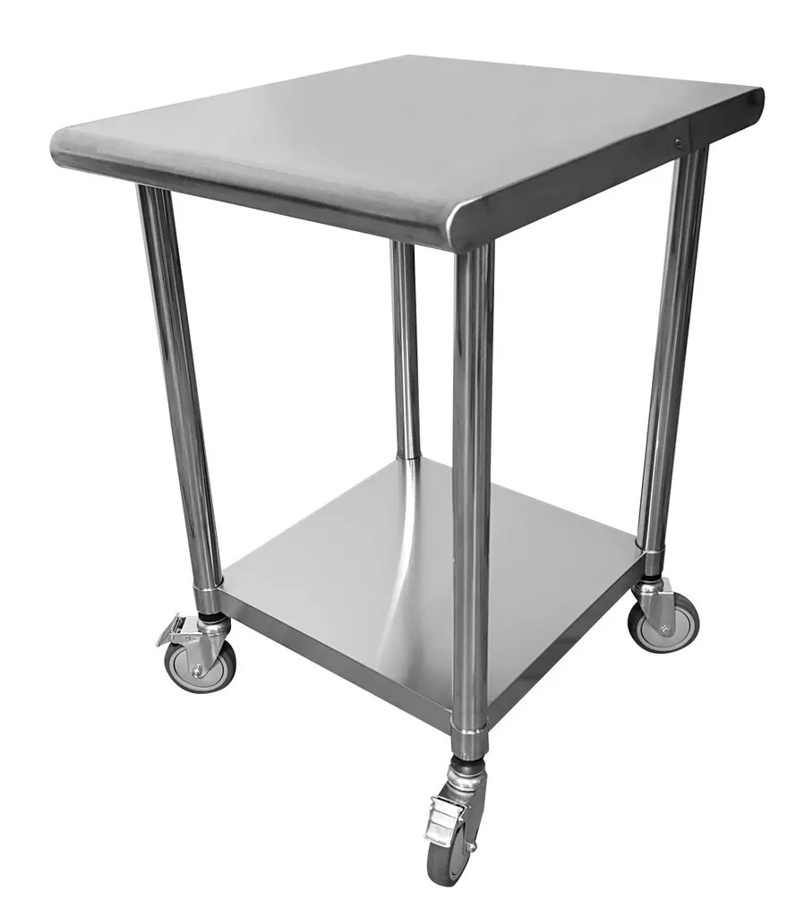 VacMaster Steel 20" x 24" 18-Gauge Stainless Steel Mobile Work Table