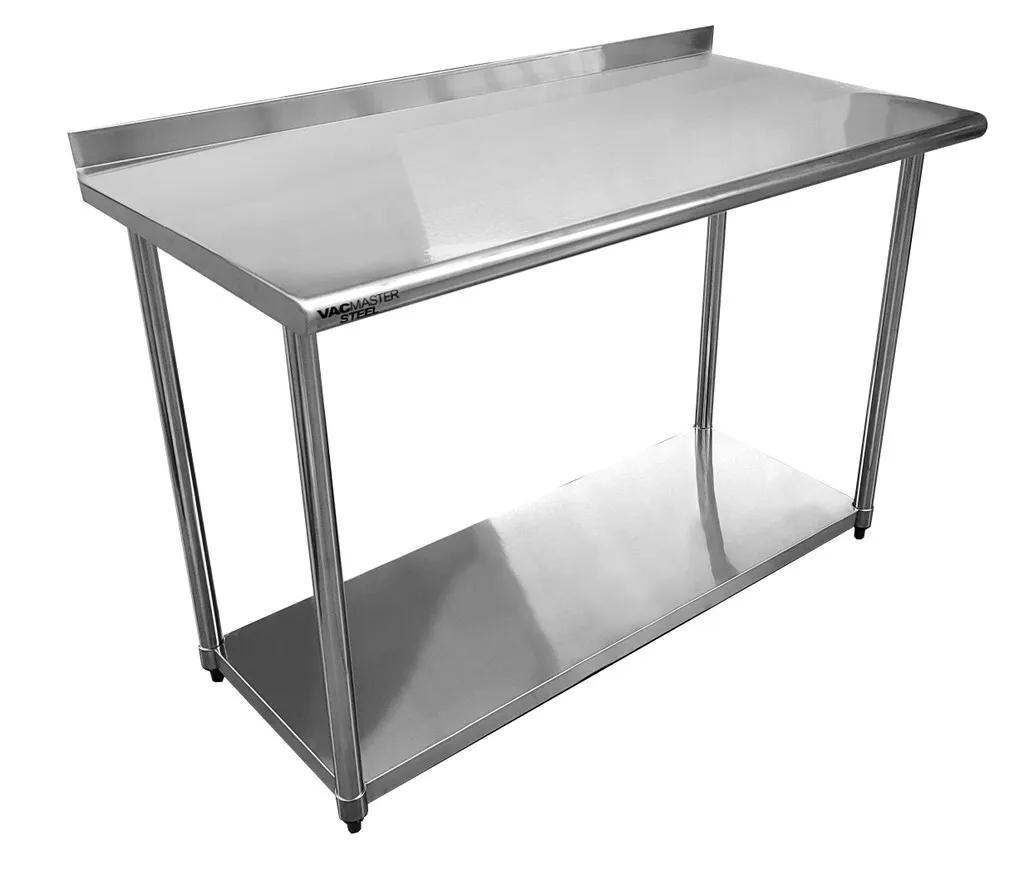 VacMaster Steel 24" x 48" 18-Gauge Stainless Steel Work Table w/ 2” Backsplash