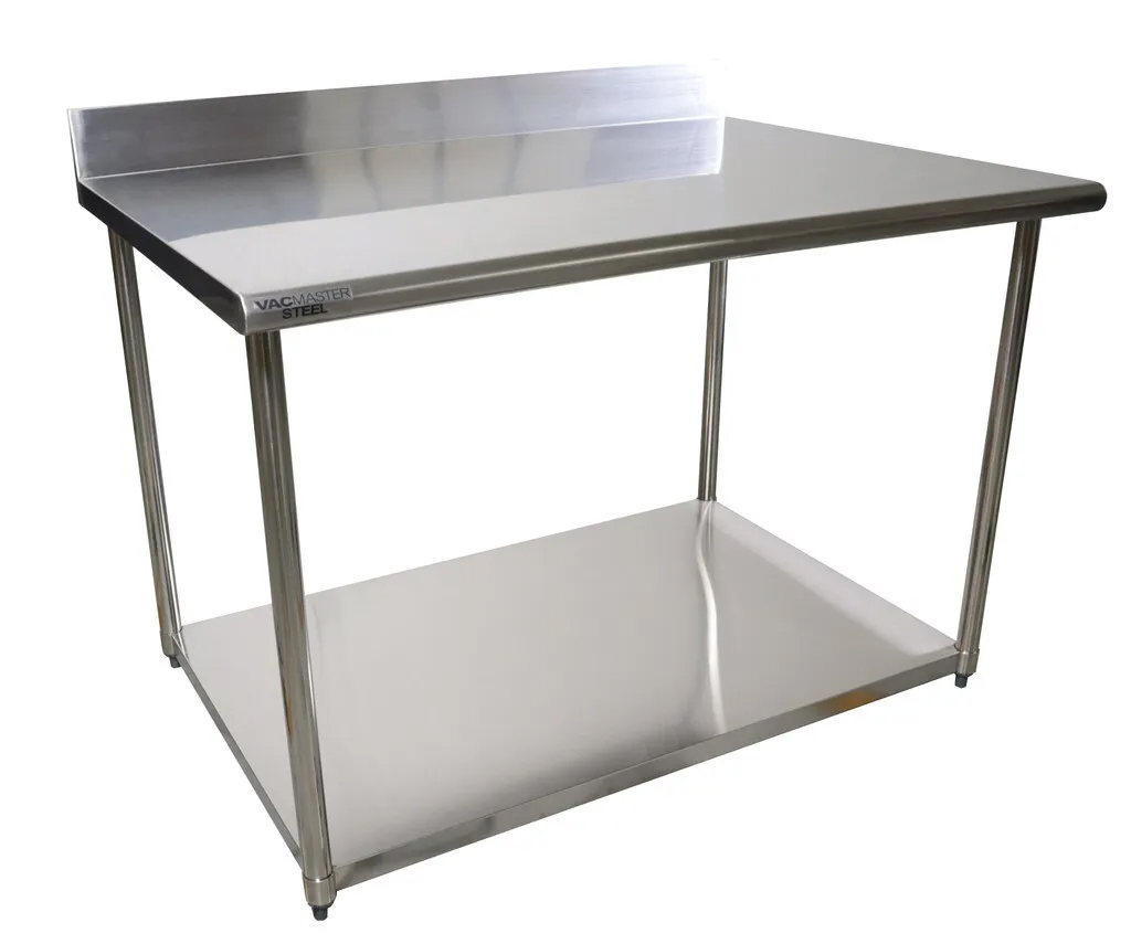 VacMaster Steel 36" x 48" 18-Gauge Stainless Steel Work Table w/ 4” Backsplash